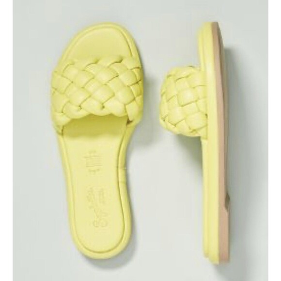 Seychelles Shoes - Anthropologie Seychelles Women Puffy Woven Yellow Preppy Slide Sandals Sz 10